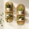 Scaffale da Parete in Legno a Doppio Strato Stile Boho Chic per Ambienti Domestici Eleganti