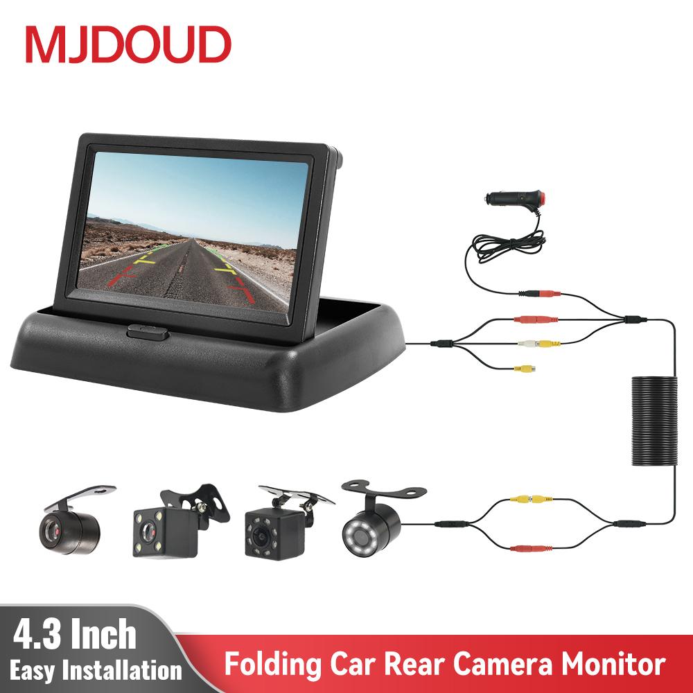 

MJDOUD Car Monitor with Rear View Camera 4.3 TFT LCD HD Screen LED Backup Camera for Vehicle Parking Easy Installation