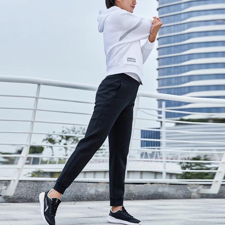 Li Ning Training Series Logo Breathable Tapered Knit Sports Pants Women pants Black AKLR014-1