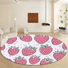 Simple Style Print Round Rug, Cartoon Style Strawberry Circular Carpet Runner Non Slip Circle Area Rug Carpet Absorbent Mat for