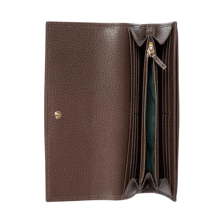 Gucci Ophidia Logo Classic Canvas Wallet Women Wallet Beige Dark-Brown 838485-FAE0L-9746