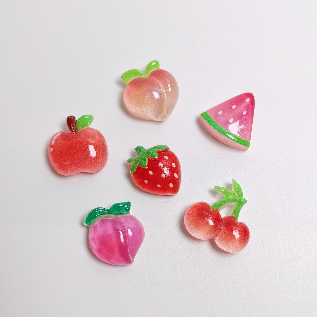 100PCS Mixed Fruit Series Miniature Flat Back Resin Cabochons for Hairpin Scrapbooking DIY Home Decor Craft Accessories