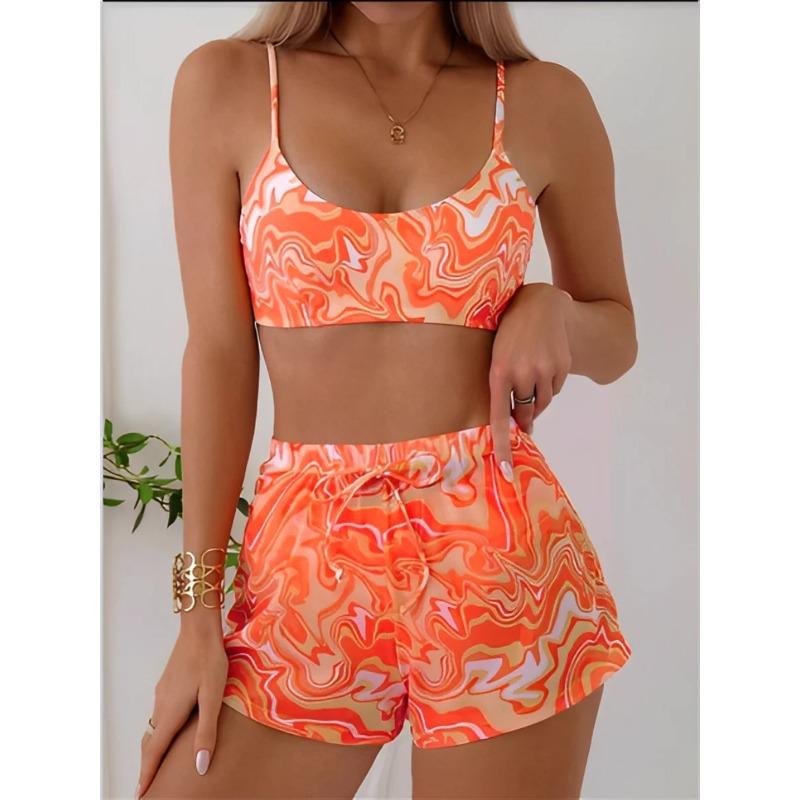 Sexy Bikini 2025 Women 3 Pieces Swimwear Female High Waist Swimsuit Orange Bathers Swimming Bathing Swim Suit Summer Beachwear