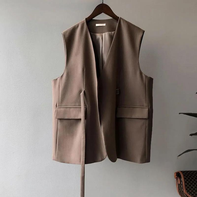 Vest for Women Autumn Warm Stretchy Long Sleeveless Oversize Casual V-neck Vest