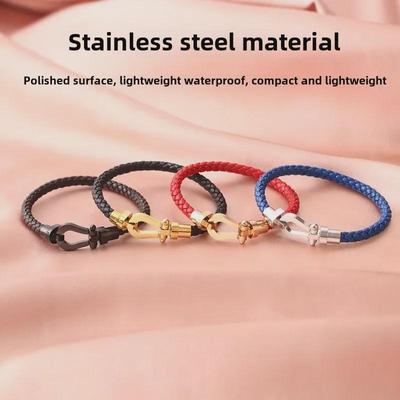 Pulseira de couro multicolorida em formato de U com fecho magnético em formato de ferradura, estilo europeu e americano