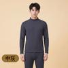 Mens Faux Rabbit Fur Thermal Underwear Set Mock Neck Long Sleeve Warm Base Layer Solid Color Loungewear