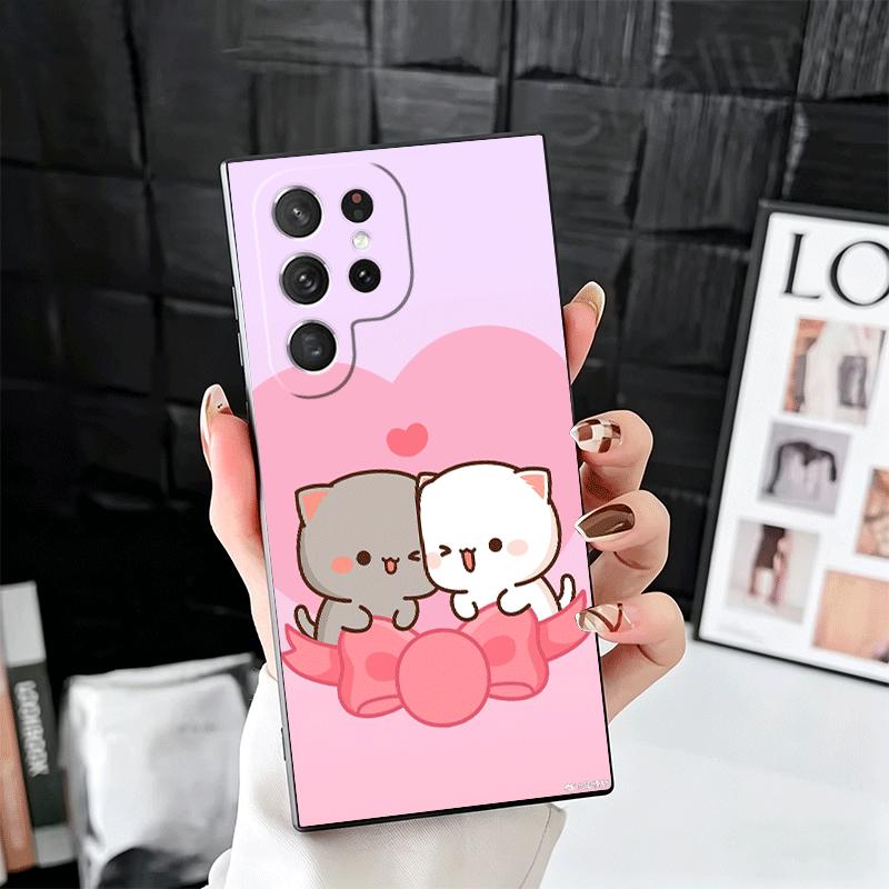 Cartoon Cute Peach Goma Soft Phone Case for Samsung Galaxy S26 S25 Edge S24 Ultra S23 Plus S22 S21 FE S20 Black Cover Back Shell