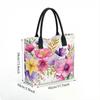  Watercolor Floral Canvas Tote Bag Large Capacity Reusable Fashion Casual Handbag for Women