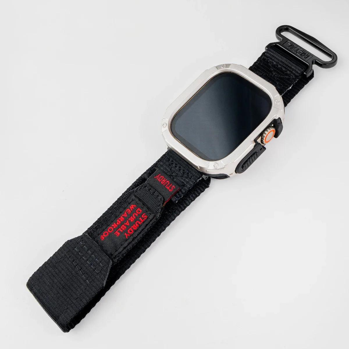 

Нейлоновий ремінець+Чохол для Apple Watch Ultra Ремінець 42 46мм 49мм 44мм 41мм 45мм 40мм Тактичний спортивний браслет для Iwatch Серії 10 9 8 7 40mm 41mm