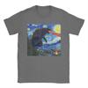 Cool Japanese Monster Starry Night T-Shirt Men Round Collar Cotton T Shirts  Short Sleeve Tee Shirt Gift Idea Clothing