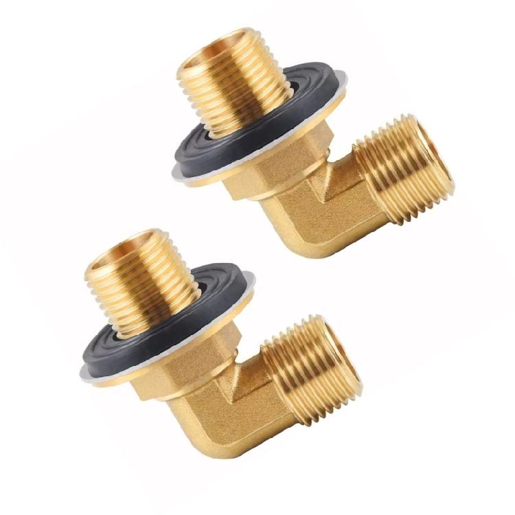 

2Pcs Faucet 90 Degree Elbow Joint Cold and Hot Inlet Pipe Joint Brass 1/2inch Male Elbow Backsplash Mount Connector 1