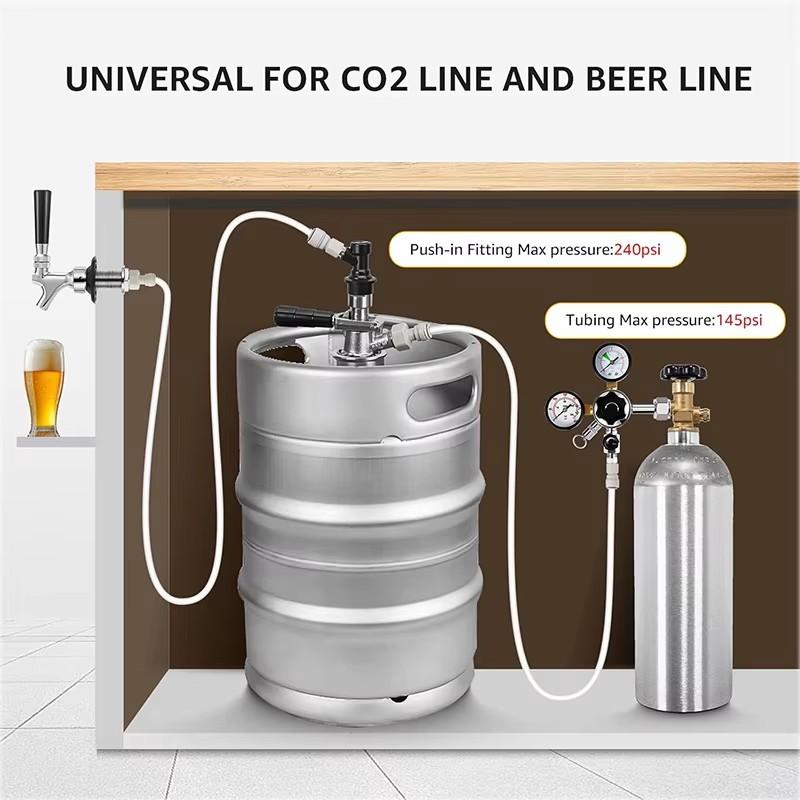 Kunststoff-Schnellverbinder, 3/8" X 7/16" FFL Steckfitting für 9,52mm Schlauchleitung, Heimbrau-Schnellverbinder für Ball Lock Bierdispenser