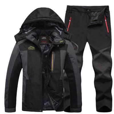 Combinaison d'alpinisme d'hiver pour homme grande taille doublée polaire: Coupe-vent, Imperméable, Épais et Chaud.