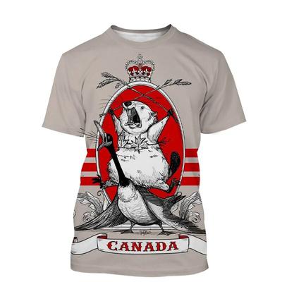 Canada castor t-shirt drapeau canadien feuille d'érable impression 3D Streetwear homme femme col rond T-shirts Harajuku T-shirts hauts vêtements pour enfants