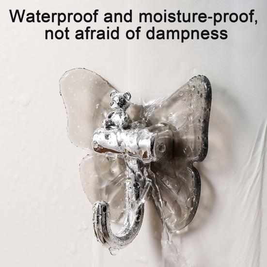 4Pcs Adhesive Butterfly Hooks Wall Mounted Bathroom Hanger Decorative Cute Butterfly Bear Hook for Towels Keys Kitchen Utensils