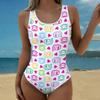 Summer Sexy Cute Big Mouth Monkey Printed One-piece Swimsuit Slim Fit , Deep U-back Design, Beach Pool Vacation Eye-catching Fashion Swimsuit