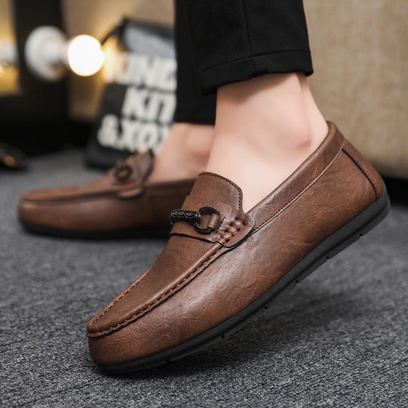 

Износостойкие деловые летние черные мужские мокасины ручной работы с одной педалью, шапочка-бини, маленькие кожаные туфли, дышащие, повседневные, для работы 44