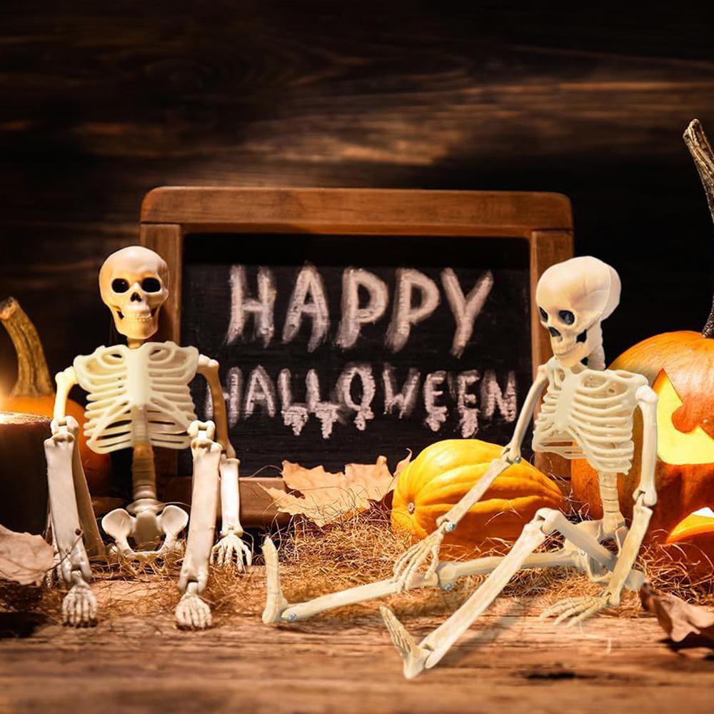 Décorations d'Halloween Squelette, Squelette Humanoïde Articulé, Décoration d'Horreur Os Faux Halloween