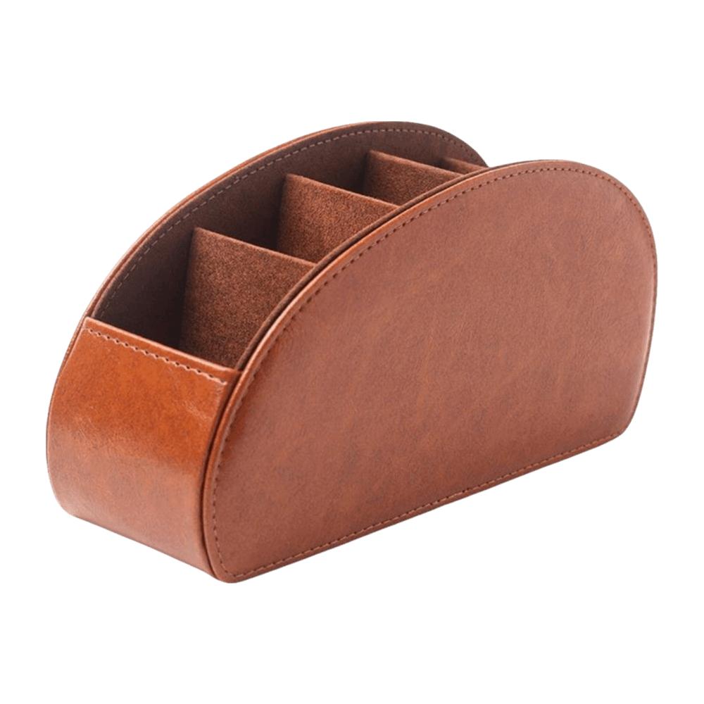 PU Leather Remote Control Holder Modern Universal Desktop Storage Box Cable Management Multi-Device Remote Control Organizer