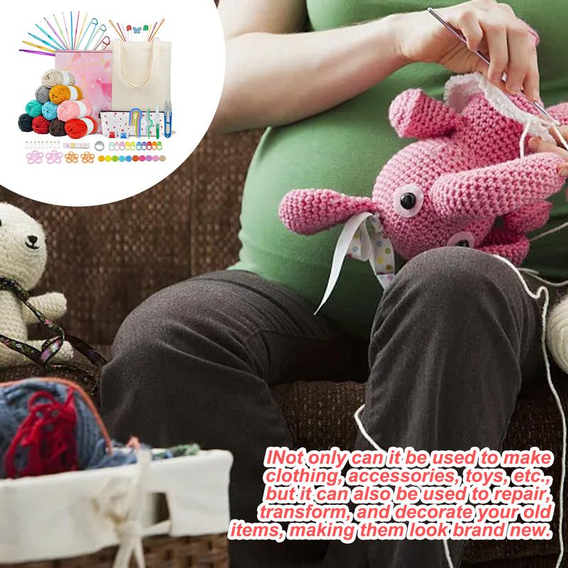 Beginner Crochet Kit For Adults Learn To Crochet Set 96X Crochet Tools Arts Crafts Crochet Hook Set Crocheting Kit For Beginners
