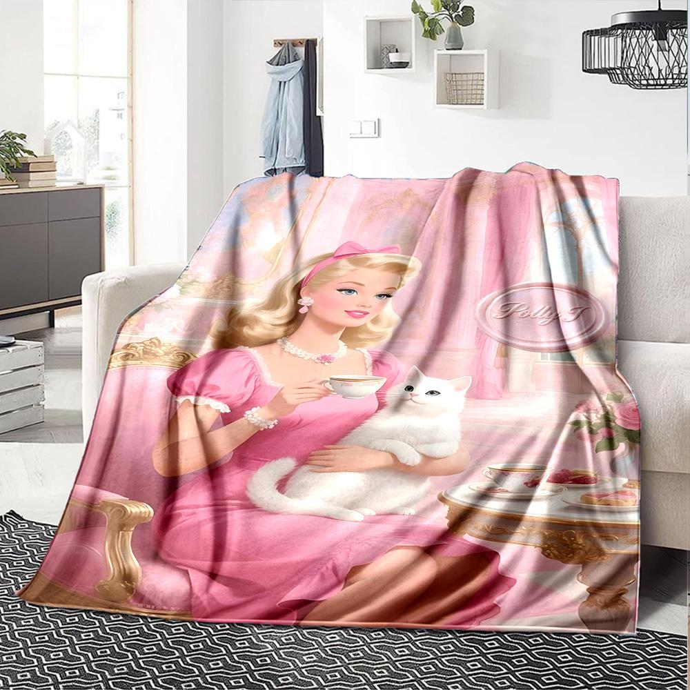 1pc Polly I Flannel Blanket Soft Warm Throw for Home, Office, Travel, All Season Cozy Bedding Gift, Office