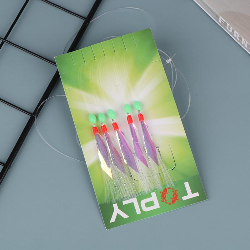 5Pcs/Pack Soft Fishing Lure Rigs Bait Jigs Lure Feather Lure Herring Bait Tool For Mackerel And Deep Sea Fishing Tackle