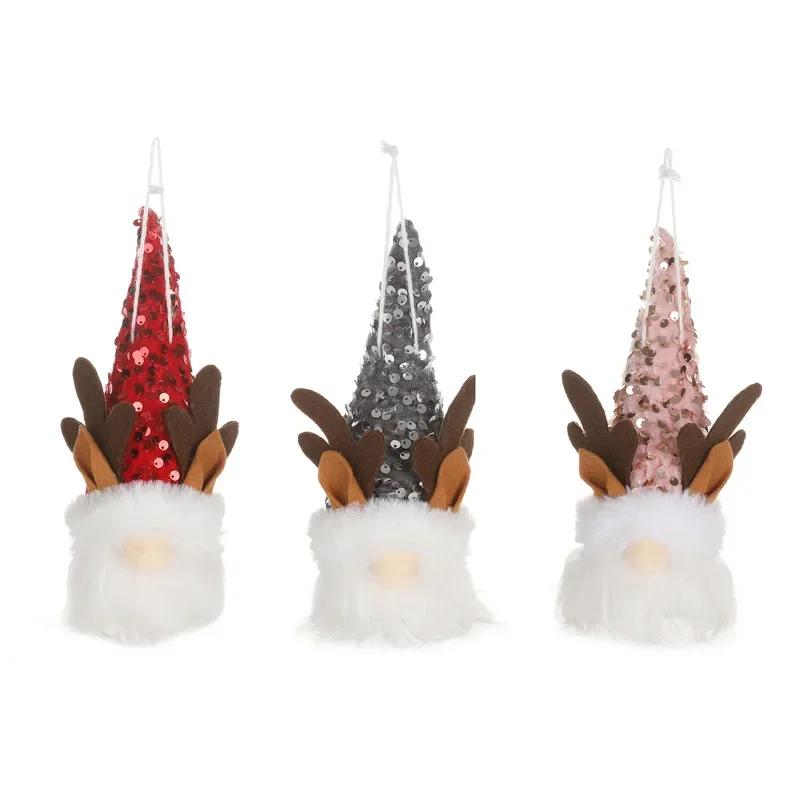 Christmas Party Decoration Supplies Sequins with Lights Doll Christmas Glowing Doll Pendant Fashion Accessories