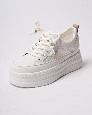 Zapatillas de verano con plataforma Allsy 207720 36 blancas piel textil