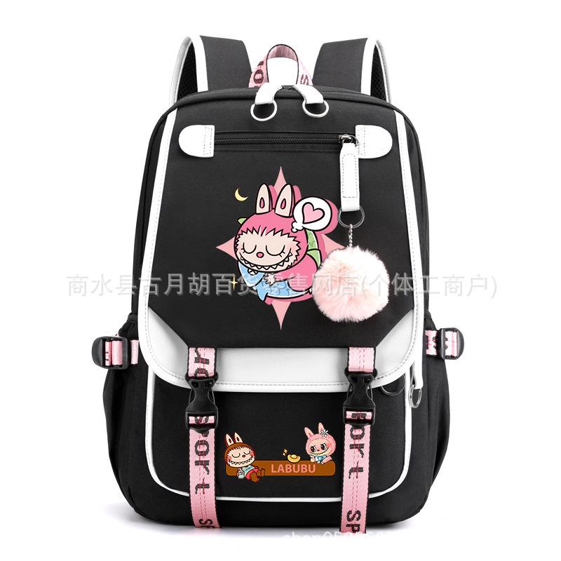 School Bag Printed Backpack USB Port Anime Cartoon Student Large Capacity Canvas Bag