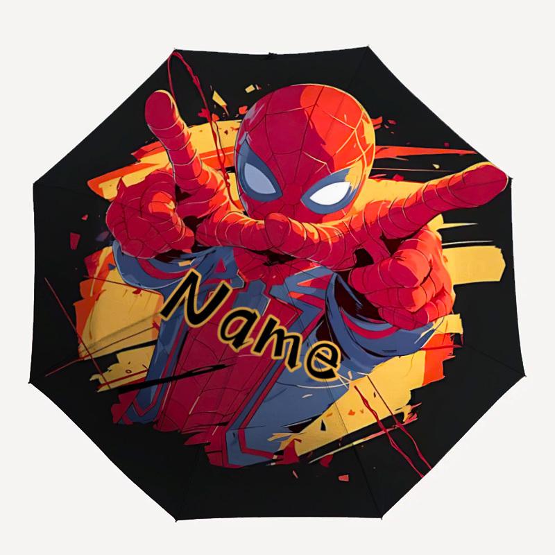 

1pc Spider-Man Custom Name Automatic Folding Umbrella - Compact 8-Rib Design, Durable Plastic & Iron, Daily Use 009