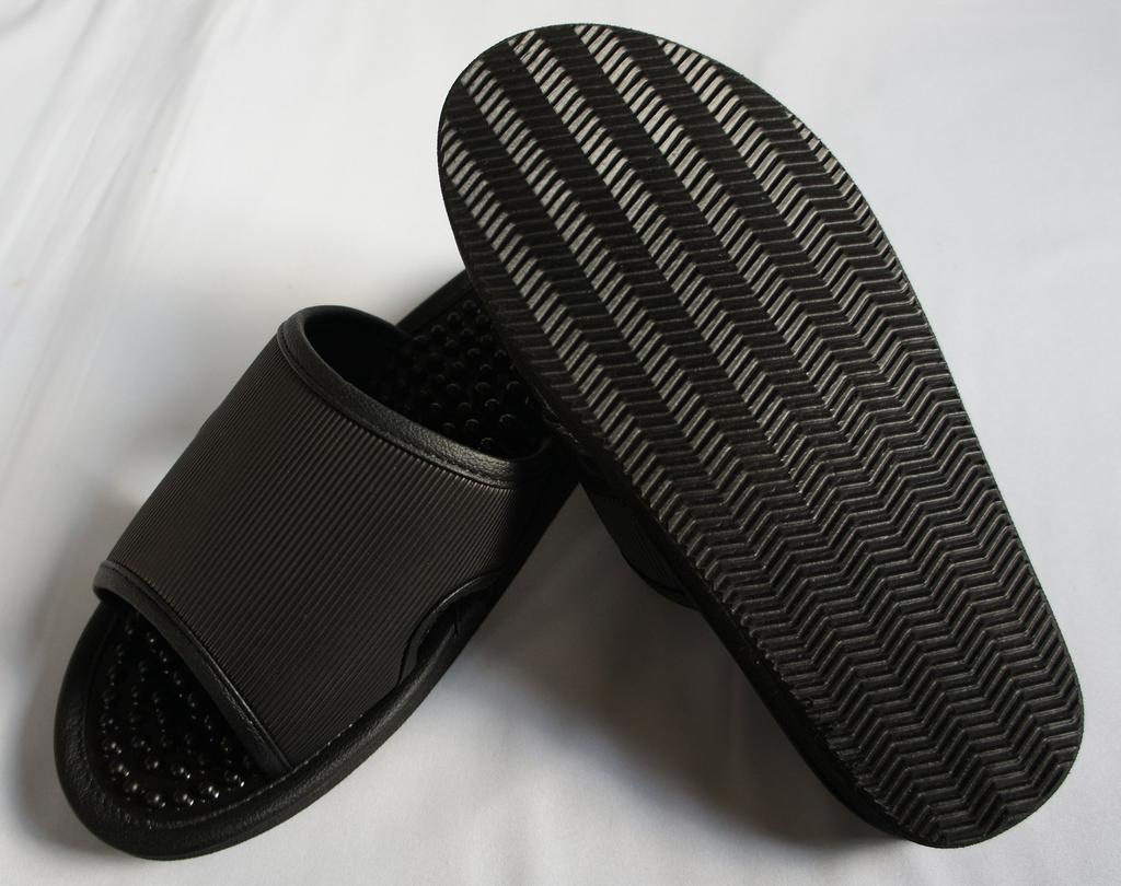 [Hakihaki Kobo - Hausschuhe von CREO] Reyule Gesundheitssandalen, Größe 3L (Bis zu 28,5 cm), Jumbo, Hergestellt in Japan, Fußreflexzonenmassage, Schwarz