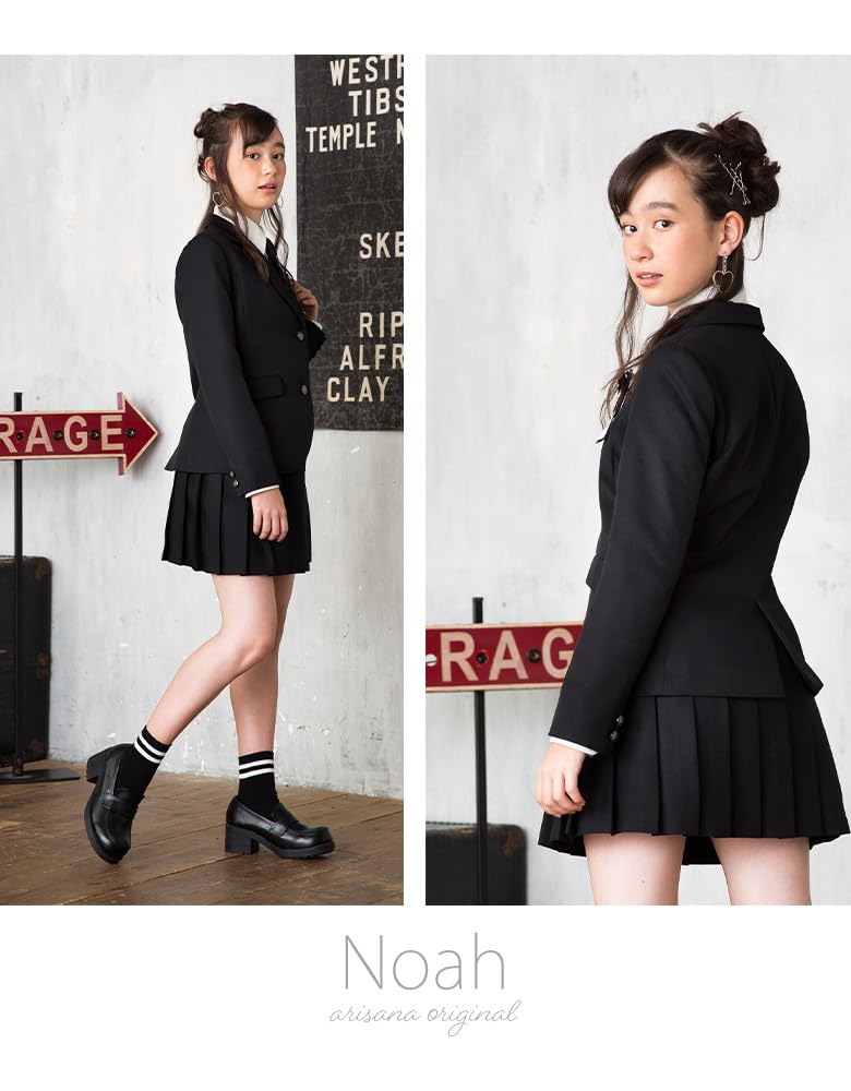 Graduation Ceremony Elementary School Girls Suit Clothes Formal set including jacket skirt tie Noah 165cm [Arisana] Children's (5-piece + + Y-shirt +