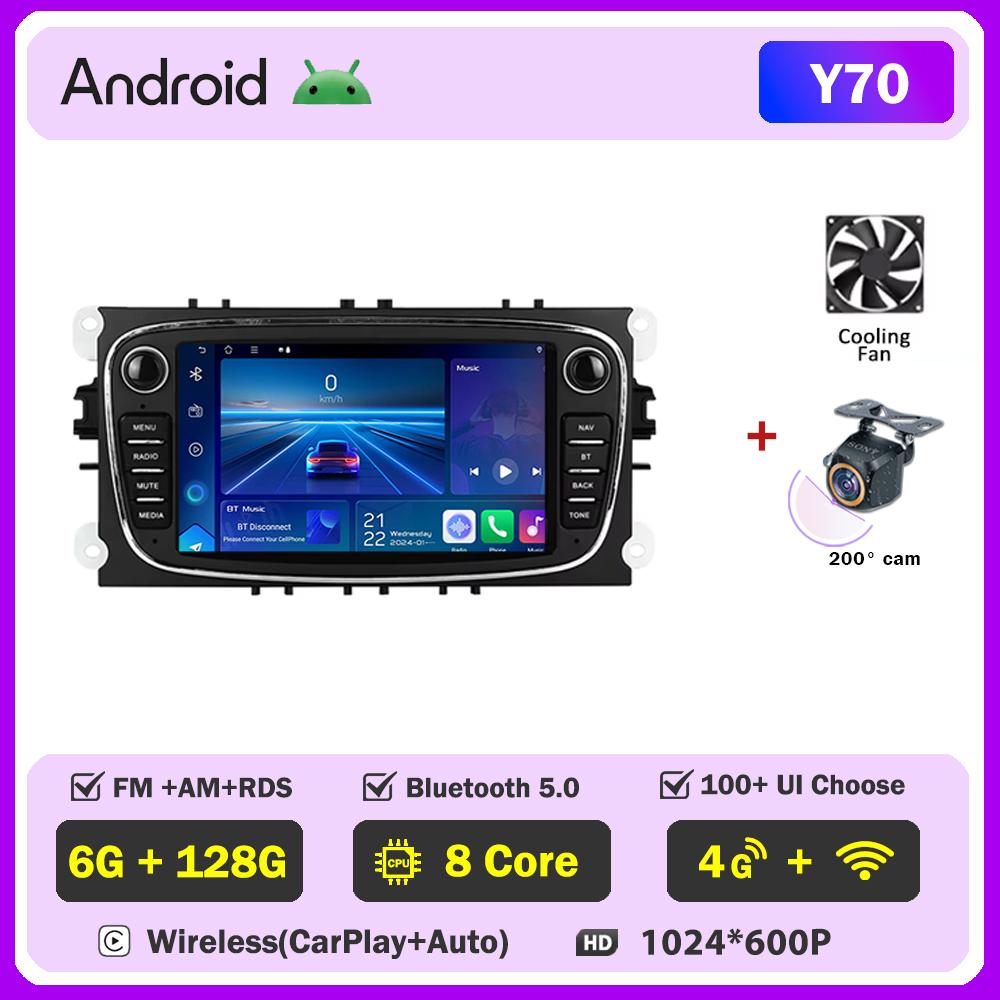 2 Din Autoradio Car Multimedia Video Radio Player For Ford Focus Mondeo C-MAX S-MAX Galaxy II Kuga 3 Android Wifi GPS Navigation