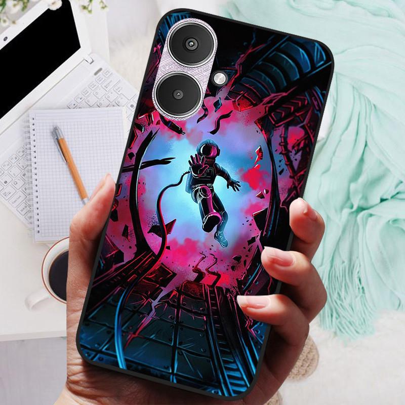 For Xiaomi Redmi 13C 5G Case Black Silicone Bumper Wolf Lions Soft TPU Covers for Xiaomi Redmi 13C 5G Funda Coque Protective