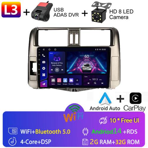 For Toyota Land Cruiser Prado 150 2009 - 2013 Car Radio Android 13 Video Multimedia Player GPS Navigation WIFI 4G LET Head Unit