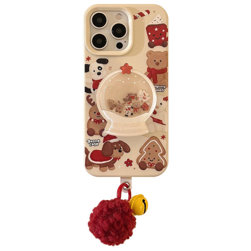 Crystal Ball Shaking Stand Suitable for Iphone16 Apple 15 Promax Mobile Phone Case 14 Lanyard 13 Plush 17