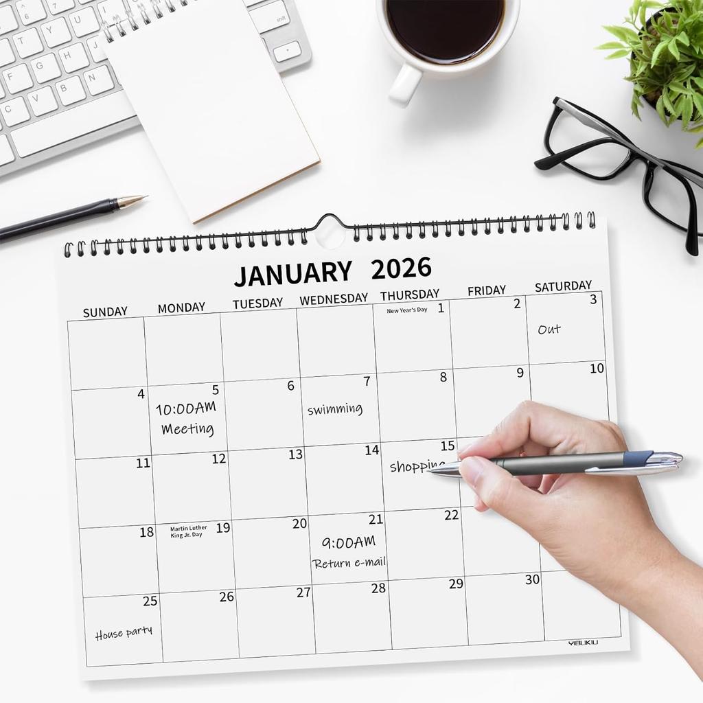 Wall Calendar 2026, 2026 Calendar January 2026 To June 2027, 14"×11" Hanging Calendar for Home Office School Planning (Simple, Horizontal)