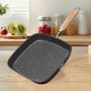 Iron Skillet Steak Pan with Wooden Handle Uncoated Non-stick Frying Pan Steak Frying Pot Camping Indoor and Outdoor Use