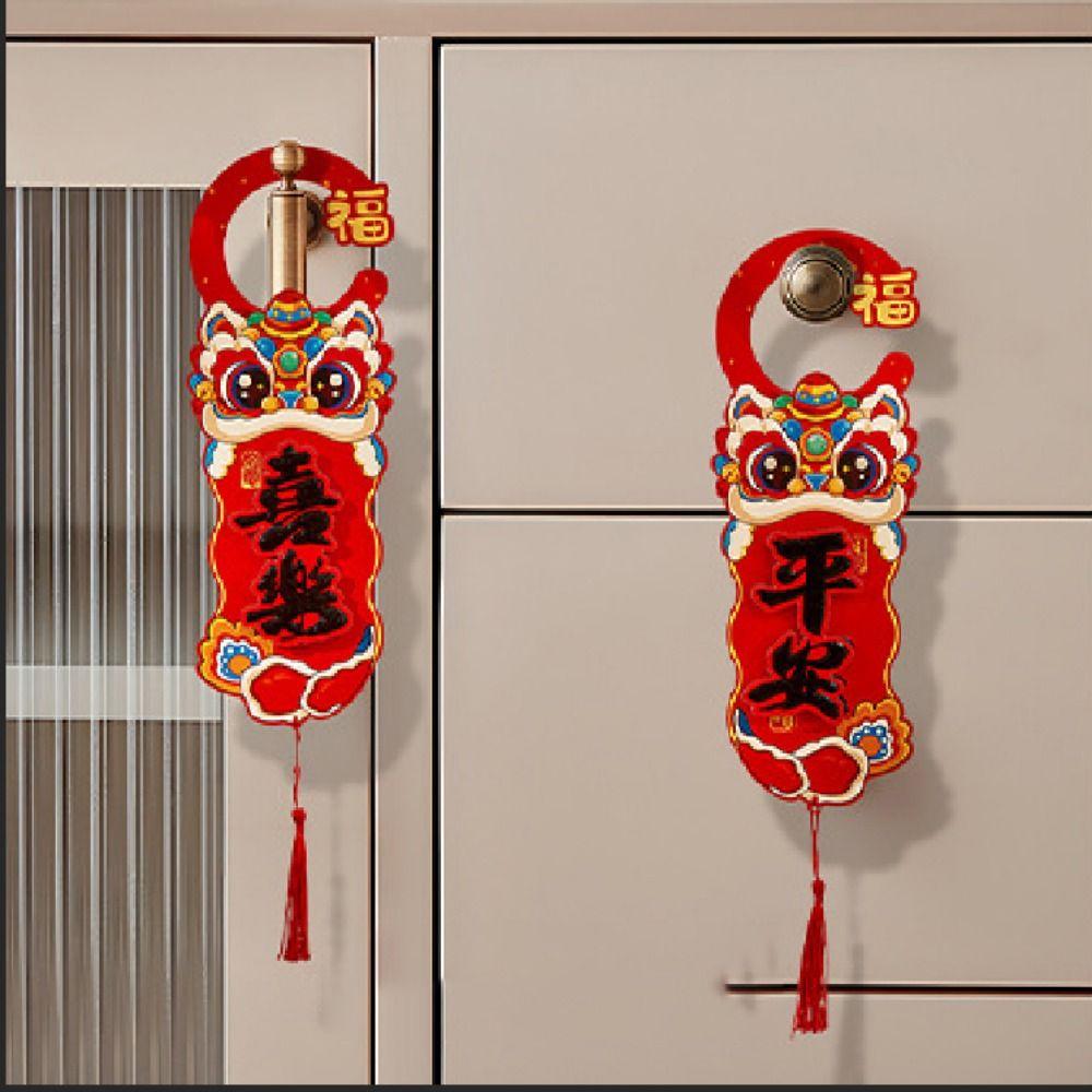 Cartoon Snake Year Doorknob Pendant Blessing Words Door Handle Decoration  Spring Festival