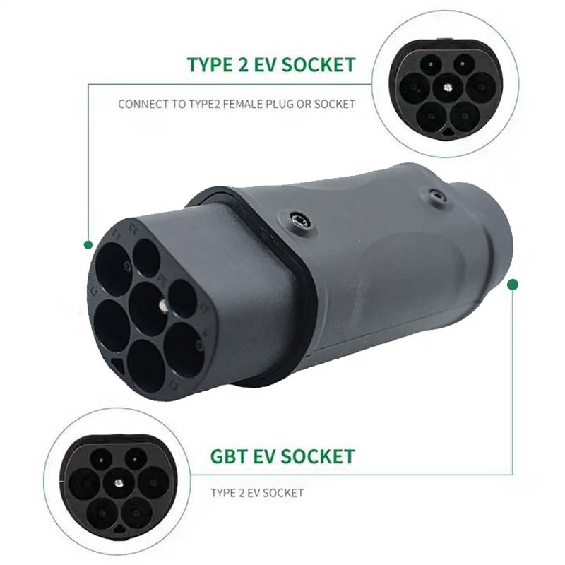 EV Adapter Type 1 to Type 2 EV Charger AC DC Convertor Type 2 to Type 1 Adapter For Type 2 to GBT EV Charging Accessories