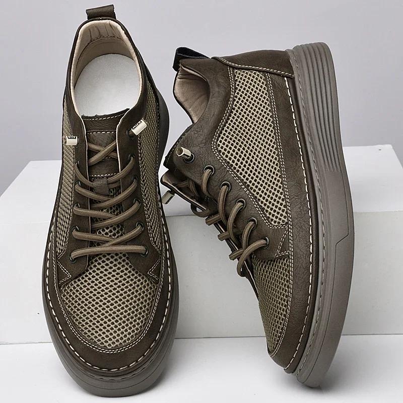 Neue sommer 6 cm männer aufzug schuhe lässige männer turnschuhe kuh leder mesh lift freizeit designer schuhe höhe erhöhen größere schuhe