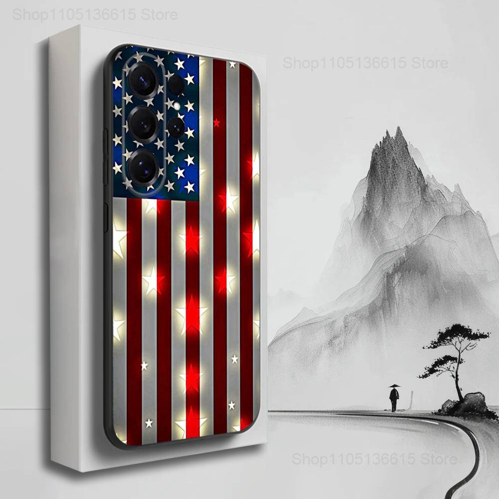 Cool Art Americans Flag Case For Samsung S10,Plus,S9,S22,S25,Ultra,S24,S21,S20,S23,FE,Lite,Soft Silicone Black