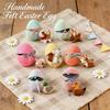 3/6Pcs Easter Egg Ornament with Hidden Felt Animal Toy Handmade Lace-up Egg with Animal Inside Desktop Decoration Easter Holiday Party Favors