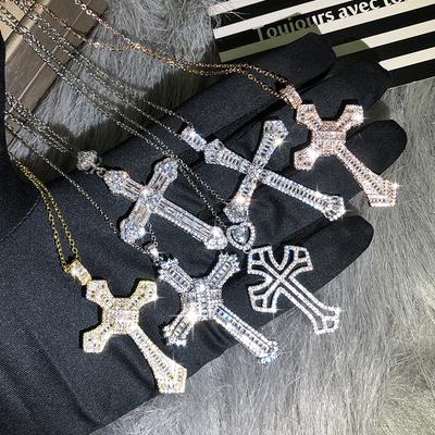 Necklace Pendant European and N Trend Micro Set Zircon Rock Hip Hop Exaggerated Cross Pendant