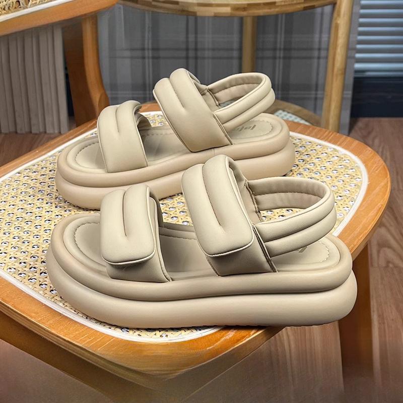 Stepping on shit sandals women's summer wear 2025 new Velcro Roman shoes thick sole heightening outer wear beach sandals