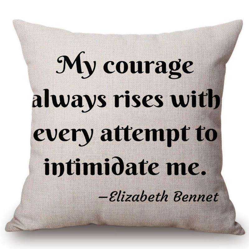 18" Square Floral Jane Austen Quotation Letter Print Sofa Throw Pillow Cover Case Cotton Linen Nordic Masterpiece Cushion Cover