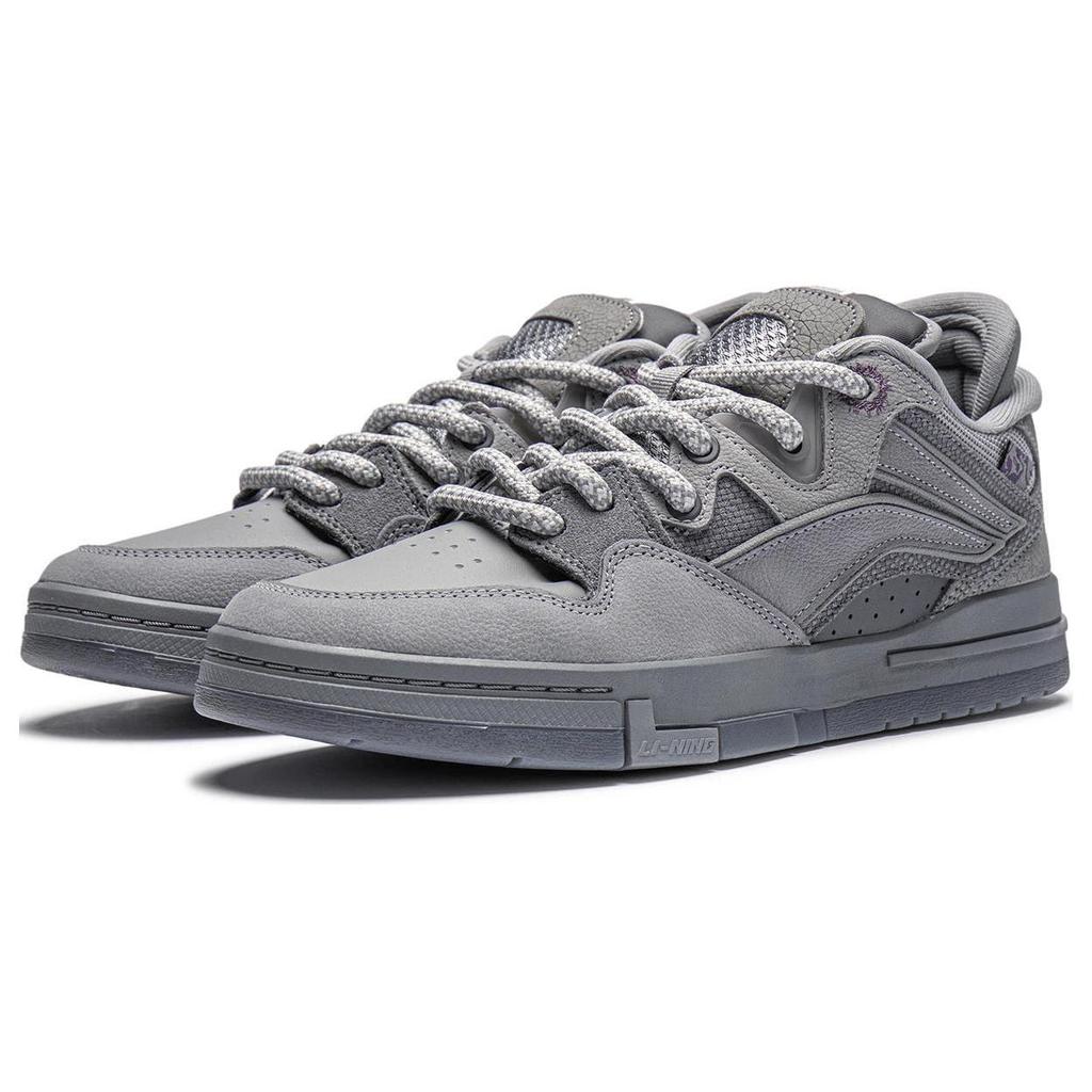 Li Ning x PLEASURES Wave Pro Slip Resistant Low top Skateboard Shoes Men's Gray AECT065-2