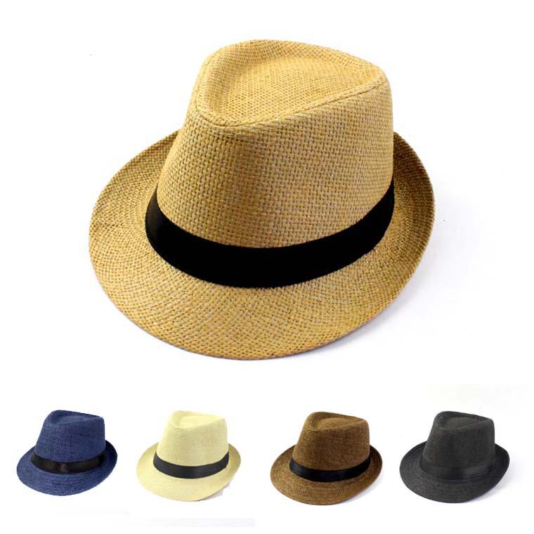 European and American Straw Braid Adult Jazz Hat - British Style Outdoor Beach Hat