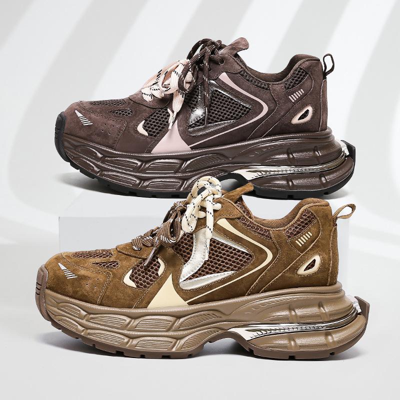 Autumn and winter new Maillard platform dad shoes for women, retro heightening casual shoes, thin and lightweight soft-soled sneakers for women