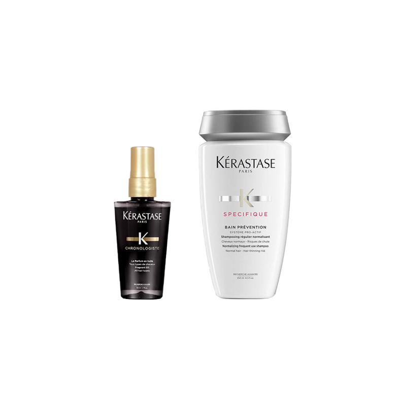 Kerastase Black Diamond Key Source Hair Care Essential Oil + Root Special Care Shampoo Combination Repairs Hair